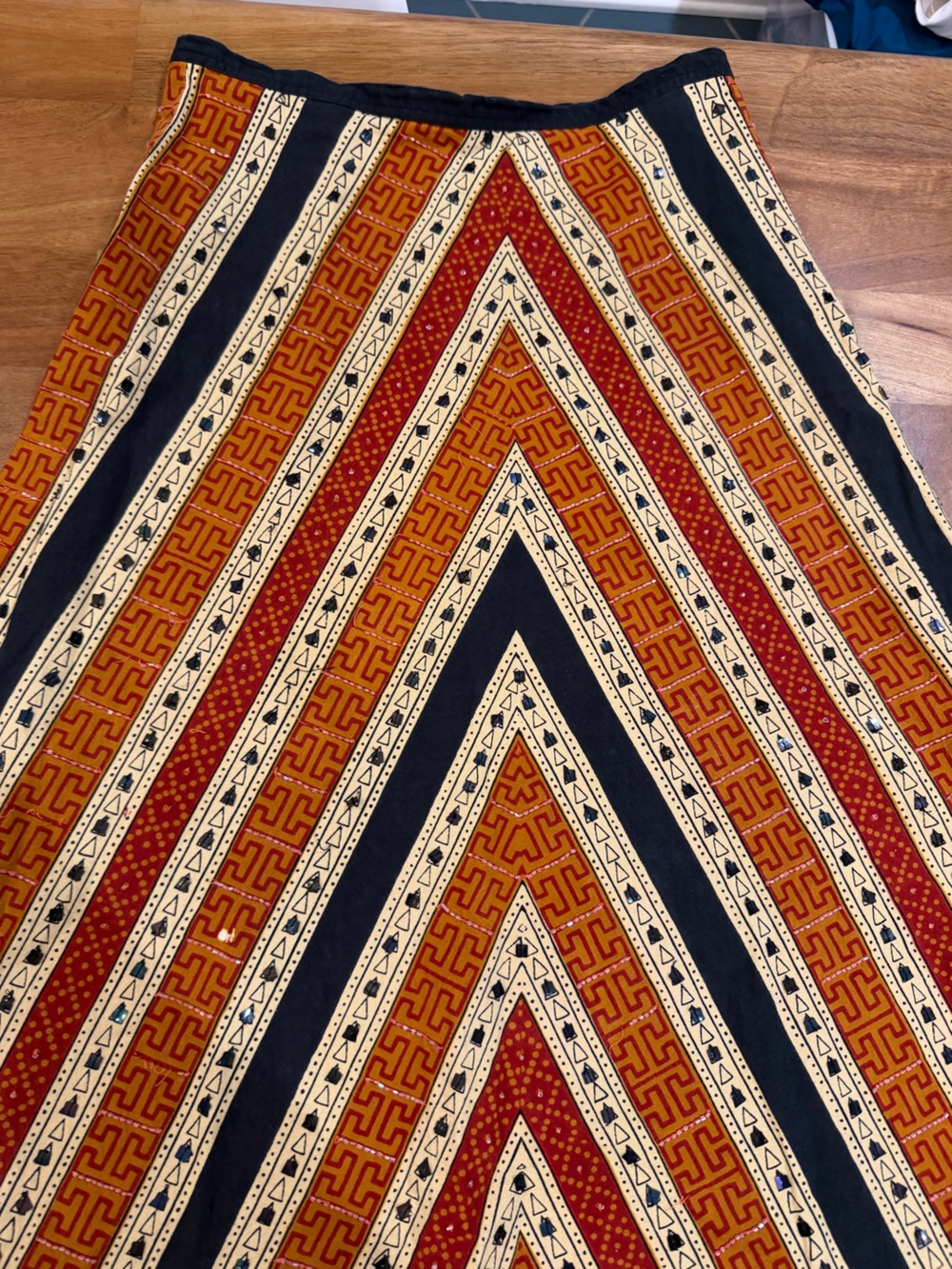 Willi Smith Vintage Maxi Skirt in Rust, Black & Cream w/ Beading Size 6 - Picture 3 of 14